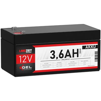 Akku 12V 3,6Ah Blei Gel Batterie Bleiakku AGM ers. 3,4Ah 3,2Ah 3,3Ah LC-R123R4PG