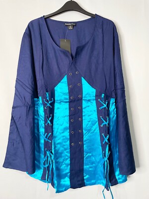 Turquoise Pirate Queen Goth Grommet Blouse By Eaonplus Size 18 to 24