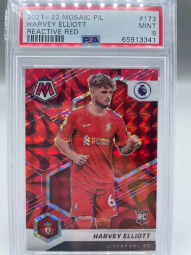 2021-22 Mosaic Premier League Harvey Elliott Reactive Red Prizm RC #173 PSA 9