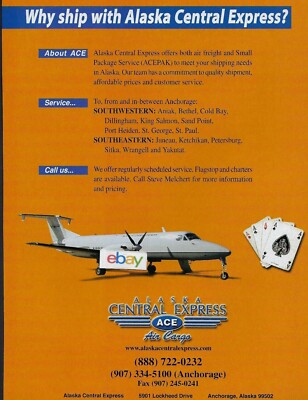 ALASKA CENTRAL EXPRESS AIR CARGO AIRLINES B-1900 ACE TO ANIAK-BETHEL-COLD  BAY AD