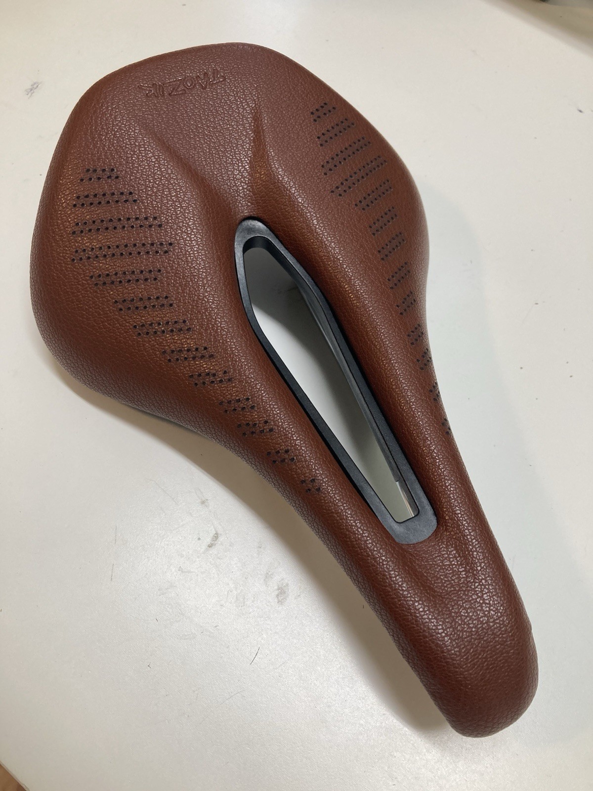 Brown leather saddle 160mm x 250mm road gravel mountain bike