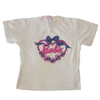 Vintage Barbie Girly Floral Print Short Sleeve 1996 Mattel Tee Girls Large