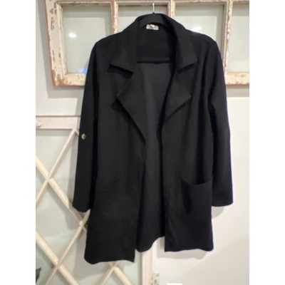 Hem & Thread size medium black faux suede open front jacket 