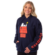 Peanuts Snoopy And Woodstock Juniors Red Doghouse Navy Blue Hoodie New 3XL