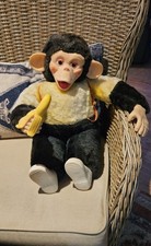 Rubber Face Mr. Bim Zippy Vintage 18" Plush Monkey Banana Doll 1950's
