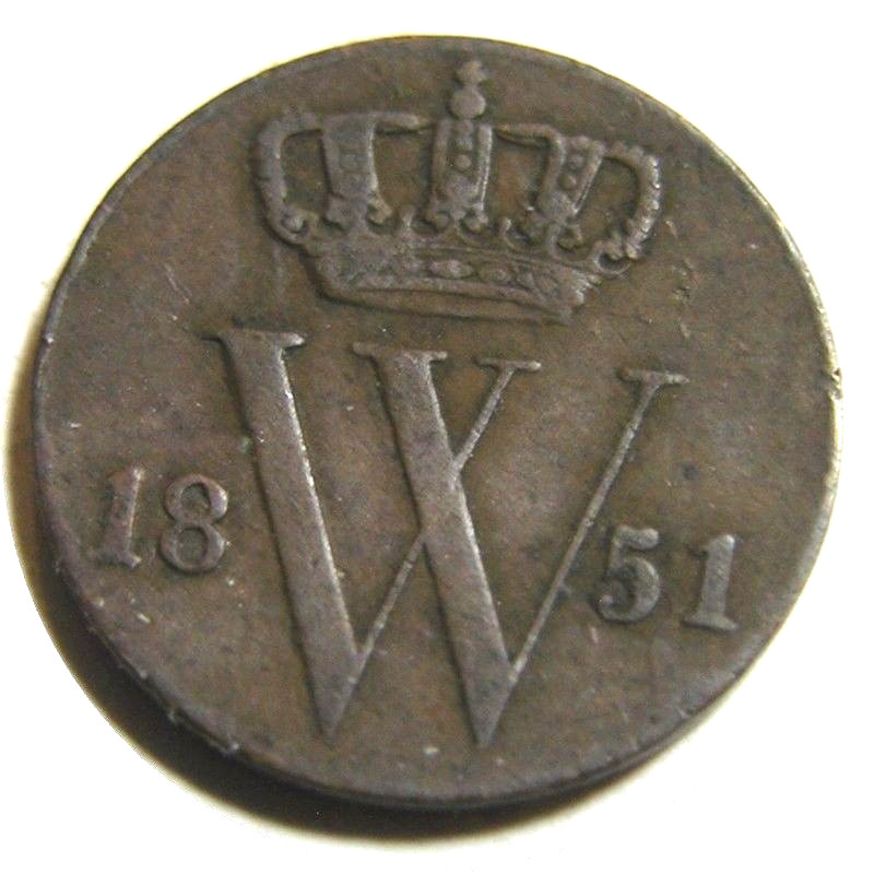 elf Netherlands 1/2 Cent 1851