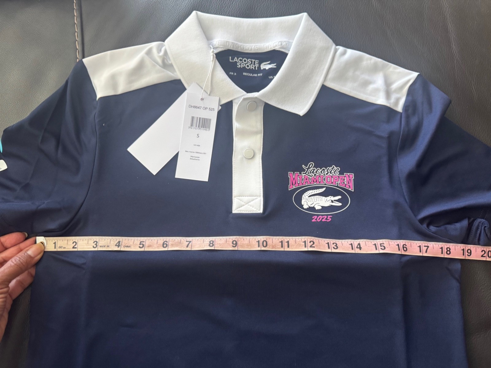 NWT 2025 Lacoste Miami Open Tennis Polo Men's Small Color Blue w/White Trim thumbnail 11