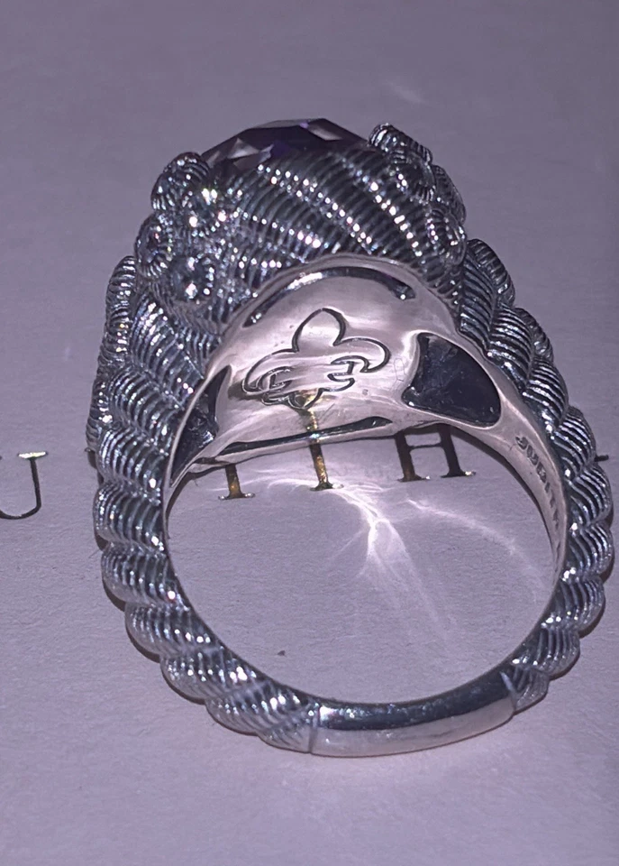 Anillo Judith Ripka Plata Esterlina Ovalado Amatista Doblete Diamonique Talla 7 Foto 3 de 4