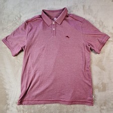 Tommy Bahama Polo Shirt Mens Large Red Outdoor Camp Fishing