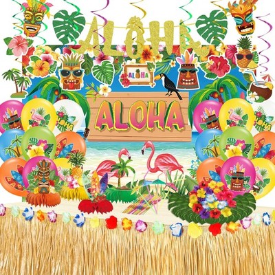 101 Pcs Hawaiian Themed Party Decorations Tropical Beach Colorful Decor Set