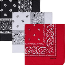 100 Cotton Large Bandanas for Men and Women, 22 Inch Paisley Bandana with Multi