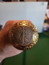 TALKING PIECE | 1936 Walking Liberty Silver Half Dollar Walking Cane Stick | Art