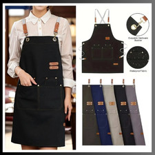 HEAVY DUTY Canvas Kitchen Chef Cooking Apron Cross-Back Adjustable Bib Work BBQ