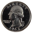 1963 PROOF CAMEO SILVER WASHINGTON QUARTER  (Q91)