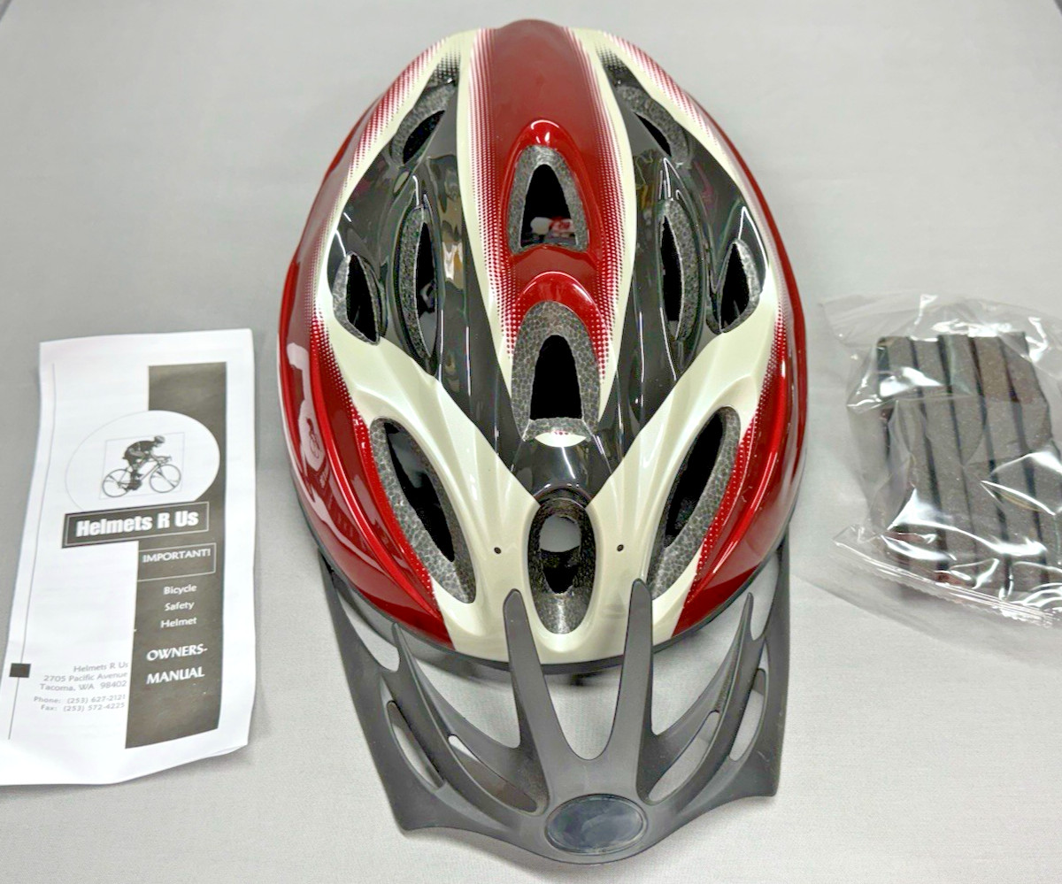 (New) NEW - Helmets R US Child's Bike Safety Helmet Size LARGE 58-61CM Model P-23 (11.50 USD) (New) NEW - Helmets R US Child's Bike Safety Helmet Size LARGE 58-61CM Model P-23 (11.50 USD)