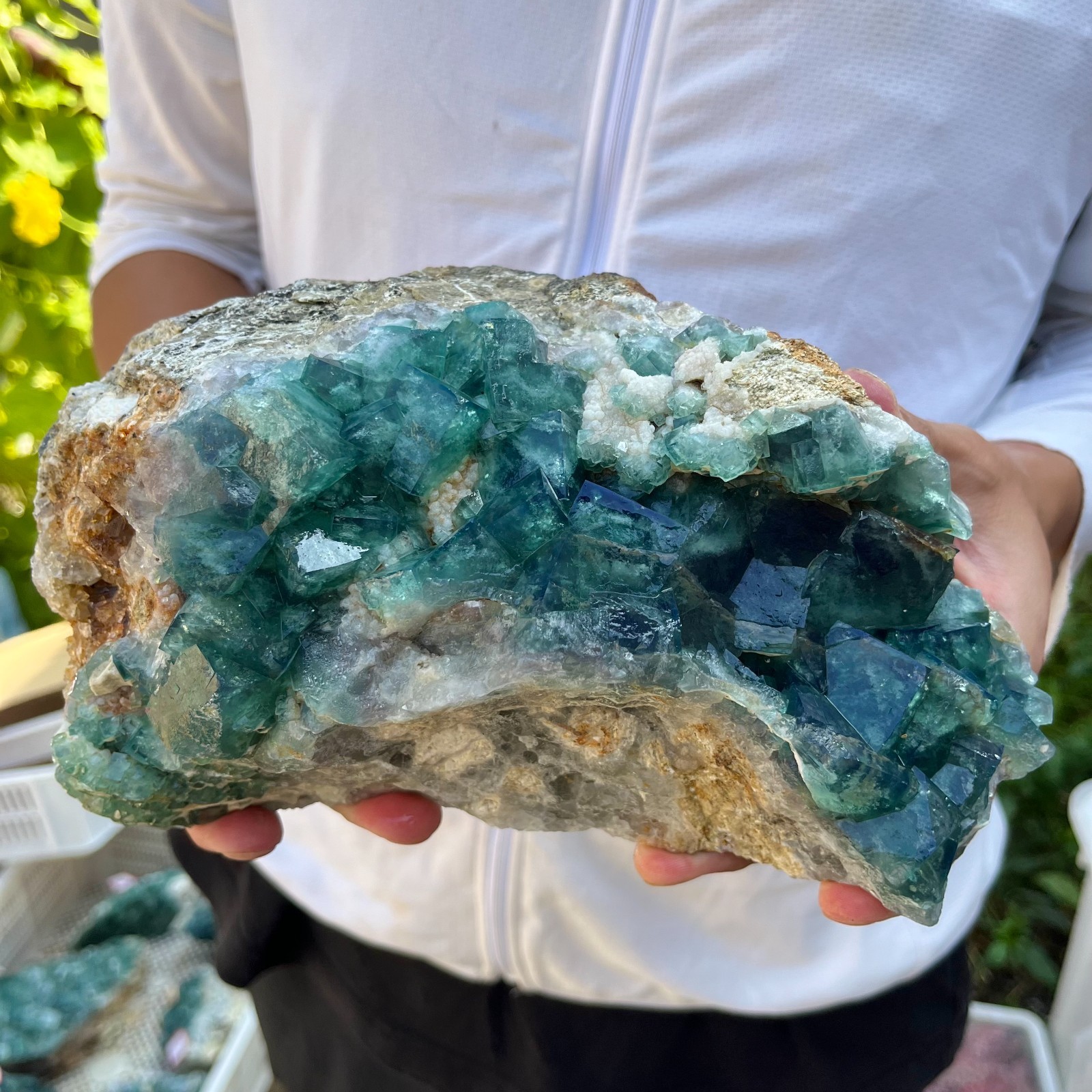 8.1lb NATURAL Green FLUORITE Crystal Quartz Cluster Specimen healing