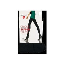 Hanes Style Essentials Opaque Shaper Tights Size S/M Black Control Top New