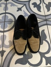 Vintage Hush Puppies Black Tan Suede Lee Women's Oxford Loafers Size 7.5 M