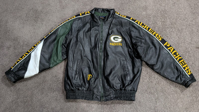 Vintage Green Bay Packers Pro Player Leather Jacket - Size XL fast shipping 