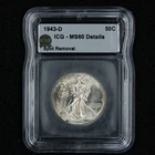 1943-D Walking Liberty Silver Half Dollar 90% Constitutional Uncirculated 50C