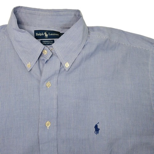 Ralph Lauren Men's Yarmouth Light Blue Striped Shirt Classic Sz 17 34/35 READ