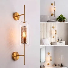 Retro Industrial Glass Wall Sconce E27 Vintage Wall Light w/ 3 Color Bulb