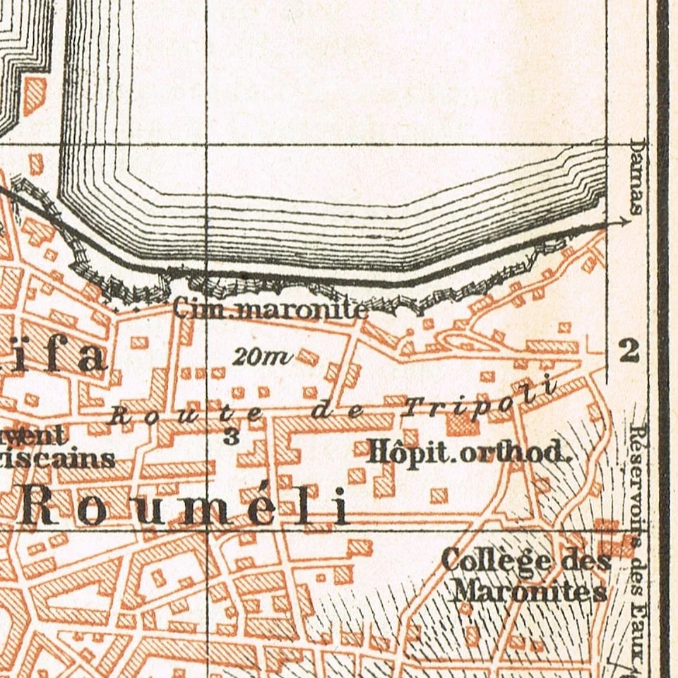 Mapa BEIRUT ORIGINAL MAPA DE LA CIUDAD DEL Líbano 1909 بيروت Bayrūt Medio Oriente Foto 4 de 4