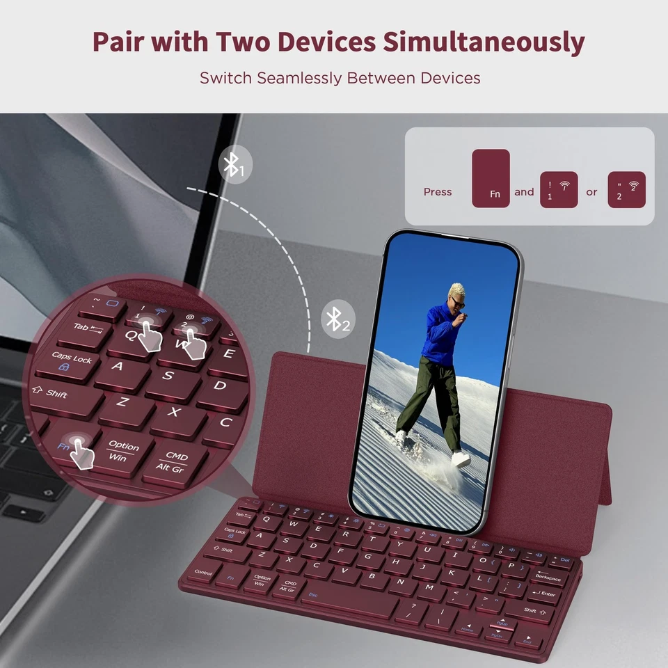 Wireless Keyboard with Stand, Mini Keyboard for Cell Phone, Ultra-Slim Portab... - Image 4 of 4