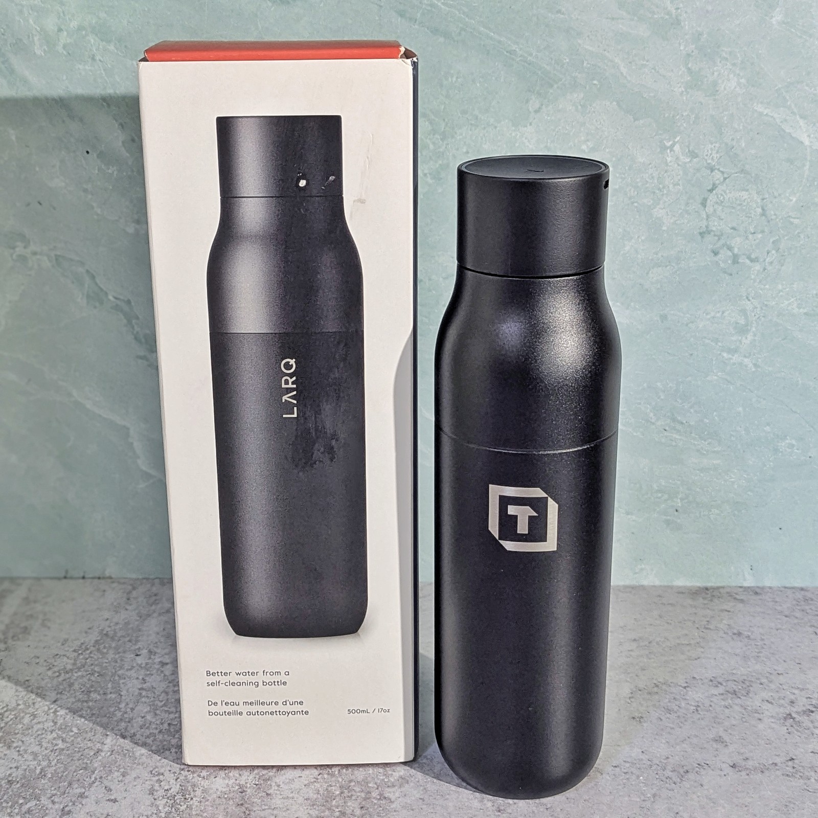 LARQ Bottle PureVis™ 17 oz UV Insulated Stainless Branded Water Bottle Black NOS