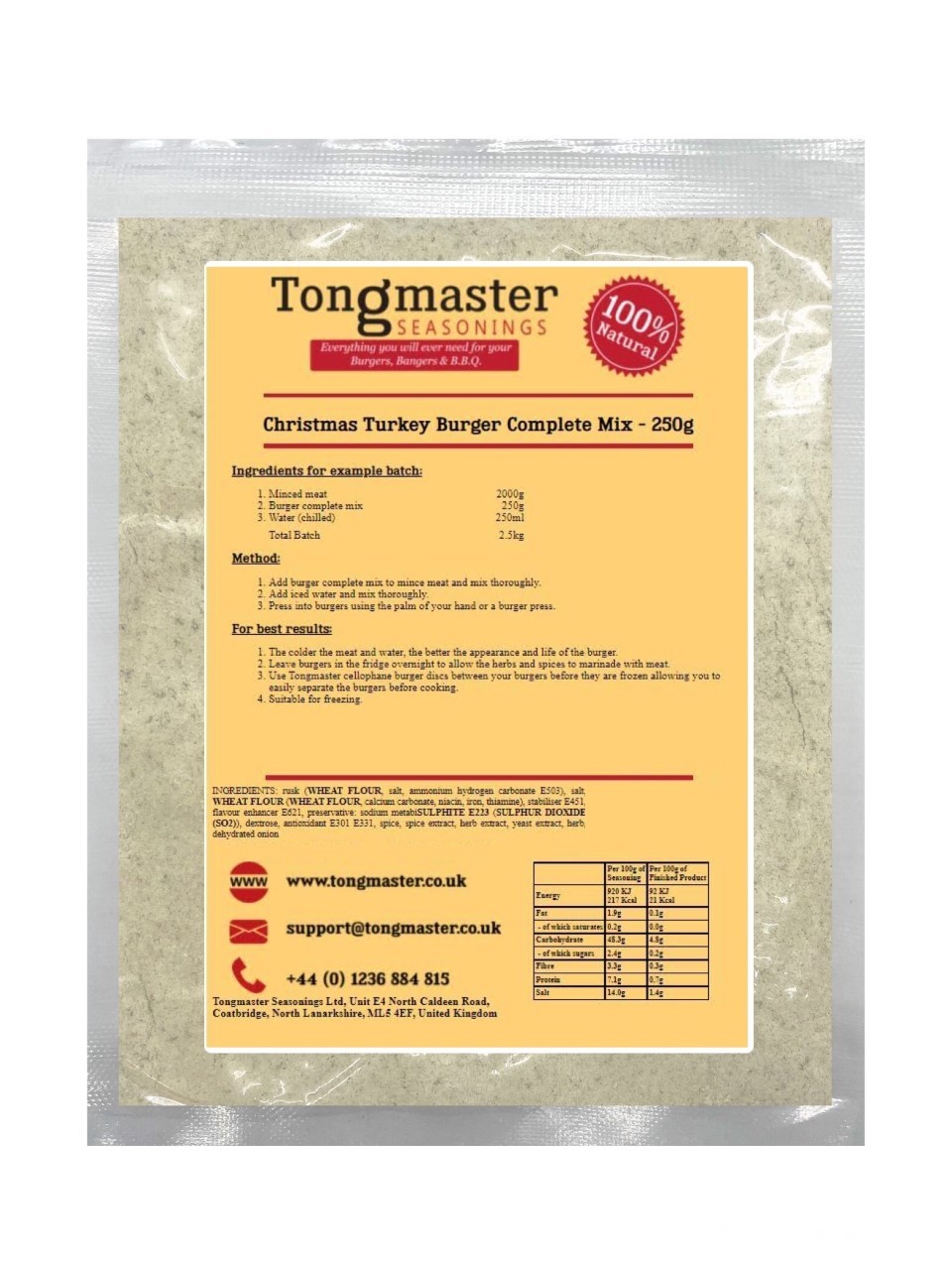 Christmas Turkey Burger Complete Mix - 250g