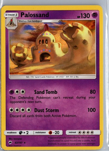 Palossand 62/147 Holo Rare Burning Shadows Pokemon Near Mint
