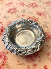 Vintage pewter candle holder medium molded grape edge