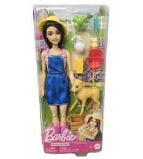 Farmer Barbie Career Doll Farm Girl Shovel Chicken Calf and Accessories HRG62