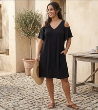 Mossimo Dress Bohemian Rayon Cold Shoulder Cutout Lace Appliqué Size M Black