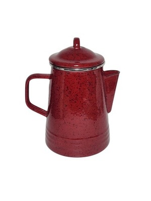 Paula Deen Signature Red Speckle Enamelware 8 Cup Coffee Pot Percolator 9'' Tall 