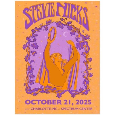 Stevie Nicks Charlotte NC Oct 21 2025 Retro Art Concert Poster