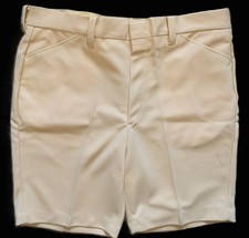 Retro '70 Polyester Textured Double-Knit Men's Tan SHORTS Size 38 Walk Golf NWT