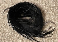 Vintage Shiny Black Feather Hat Clip Headband Fascinator 1950s Era Soft Fluffy