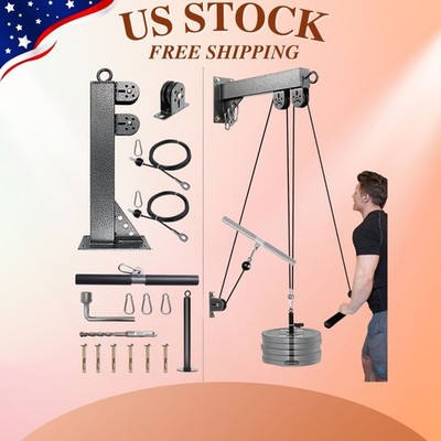 NEW Wall Mount Cable Pulley System LAT Pull Down Low Row Home Gym Station
