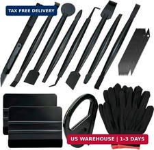 Automotive Vinyl Wrap Kit With Tools Black Vinyl Car Compatible Plastic Ex..
