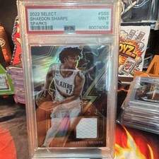Panini Select 2022-23 Shaedon Sharpe Sparks Prizm RC MEM #S-SS PSA 9