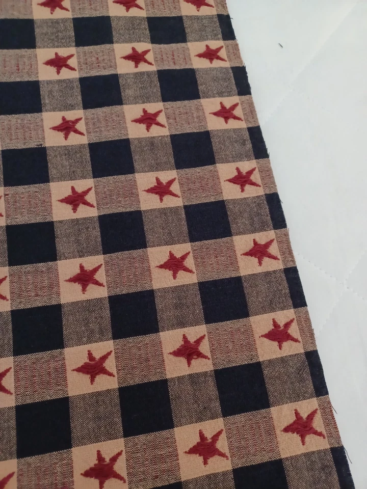 Woven Stars Check Jacquard Fabric, 44" x 32" (.88 yds), Navy/Tan/Burgandy Cotton - Image 4 of 4
