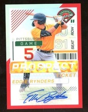 2024 Panini Prospect Ticket Red #63 Eddie Rynders AUTO Baseball Card RC #37/199