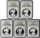 Lot 5 Coins Different Date American Silver Eagle $1 Proof PF 69 Ultra Cameo NGC