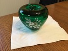 Vintage Forest Green Hand Painted Apple paperweight, signed — photo 1