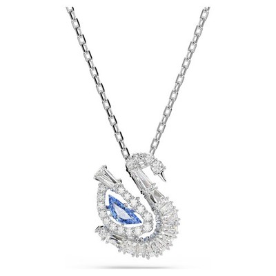 Swarovski Swan Pendant Necklace, Mixed Cuts, Swan, Blue 5723389