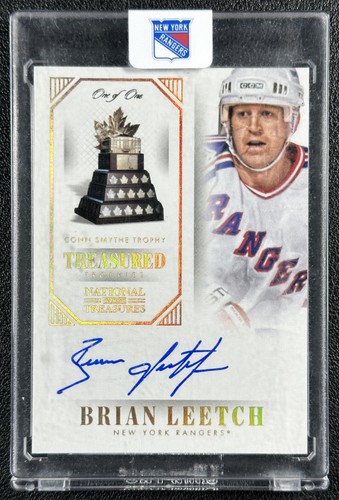 BRIAN LEETCH 2013-14 NATIONAL TREASURES TREASURED TROPHIES SMYTHE AUTO GOLD 1/1