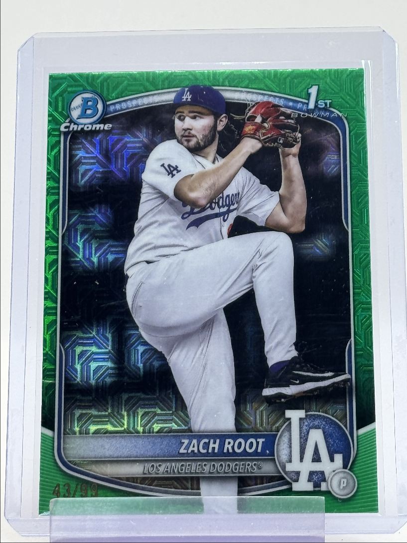 ZACH ROOT 2025 BOWMAN CHROME DRAFT 1ST MEGA BOX MOJO GREEN /99 Q3839