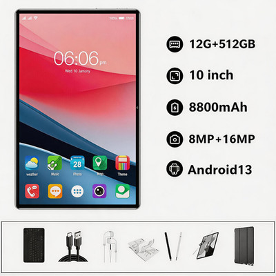 Android 13 Tablet 10 inch 12GB RAM 512GB ROM WiFi 5G Octa-Core Dual cameras