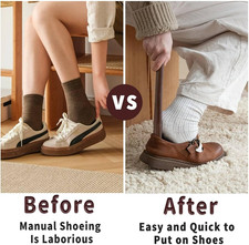 Shoe Horn Long Handle for Seniors,Shoe Horns for Men,Women 12.5" Wood